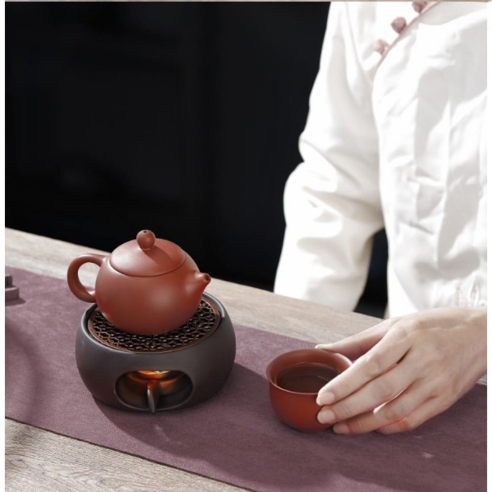 1 Set of 2 Ceramic Candle Warmers Tea Pot Heaters for Insulation - Versatile Chinese Kung Fu Tea Set Accessories, Perfect Gift for Tea Lovers - Includes 1 Tea Warmer and 1 Candle Holder