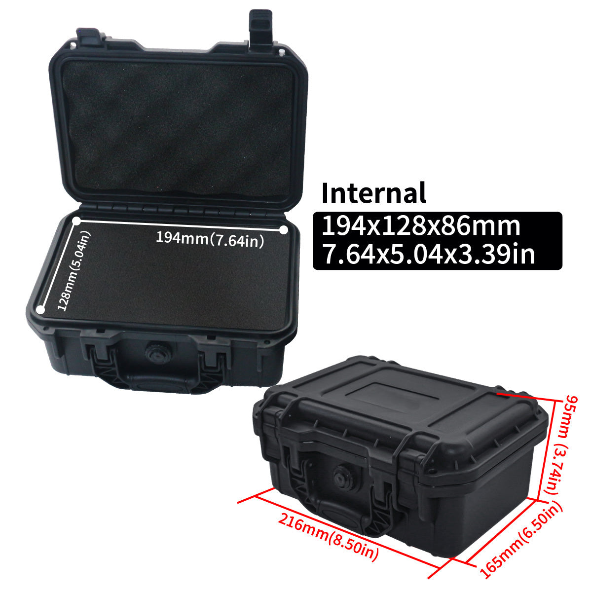 Durable waterproof plastic tool case with pre-cut foam for organizing tools, drones, and accessories.