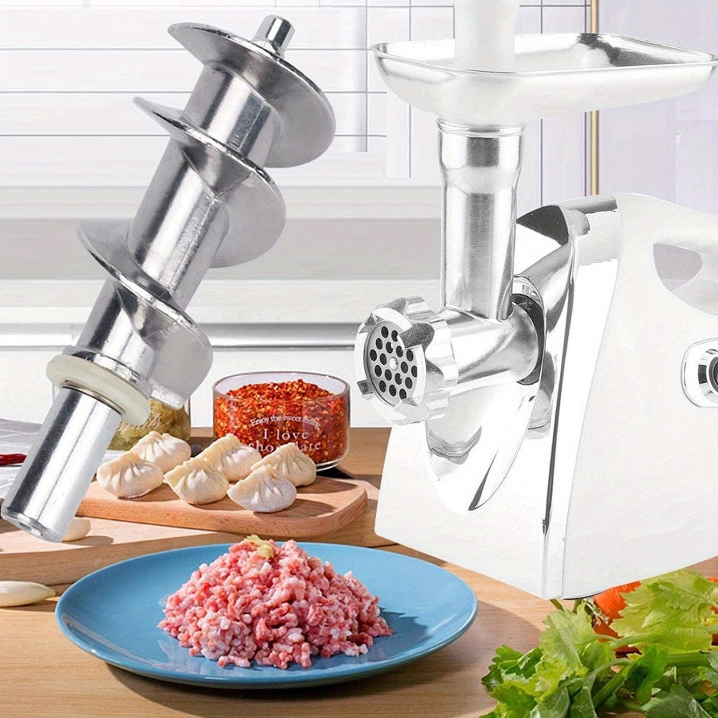 Spiral Stuffer Attachment for Meat Grinder made of Food-Grade Stainless Steel, Simple Installation, Food-Safe Metal Accessory, Electric Grinder Replacement Part