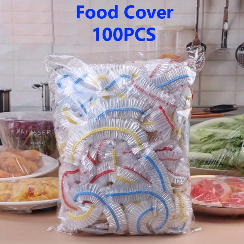 100 pieces of Stretchable Food Covers - They are reusable and elastic bowl and plate protectors designed to keep your food fresh. They can fit dishes ranging from 5.08 to 24.13cm. Ideal for storing leftovers and can be used in the microwave, for BBQs