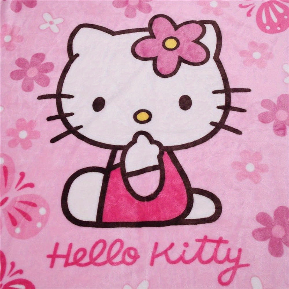 Get cozy and stylish with this Hello Kitty anime-themed flannel blanket. Featuring a glam style with a digital print, this all-season comfort blanket is tear-resistant and crafted with knitted polyester for durability. Complete with applique