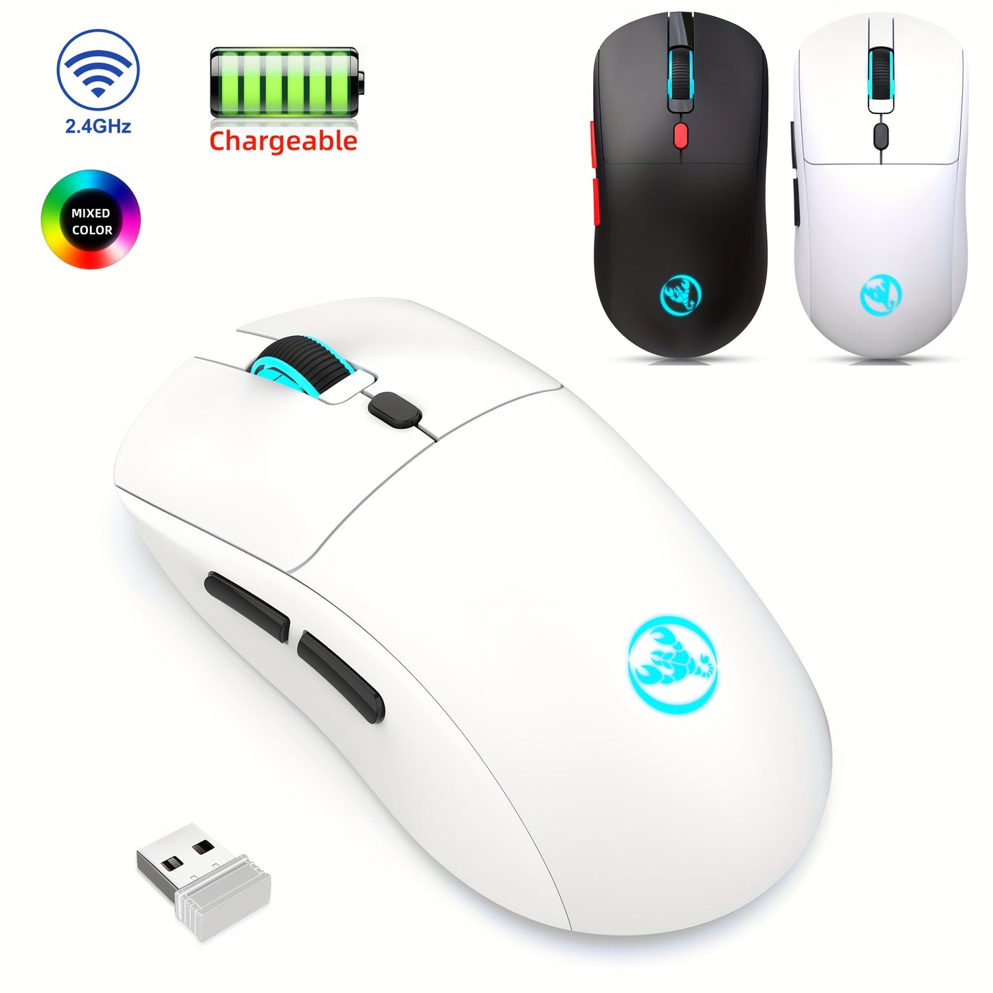 HXSJ-T20 wireless 2.4G mouse with 650mAh battery, ideal for gaming and office use on PC, laptop, and Mac