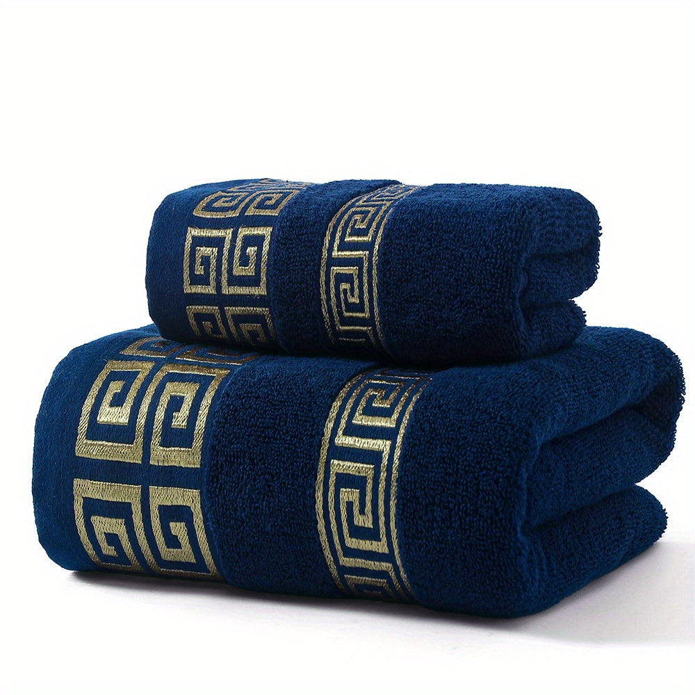 High-quality cotton towels: 2 piece set - 1 hand towel (34x75cm) and 1 bath towel (70x140cm). 380 GSM, ideal gift for couples.