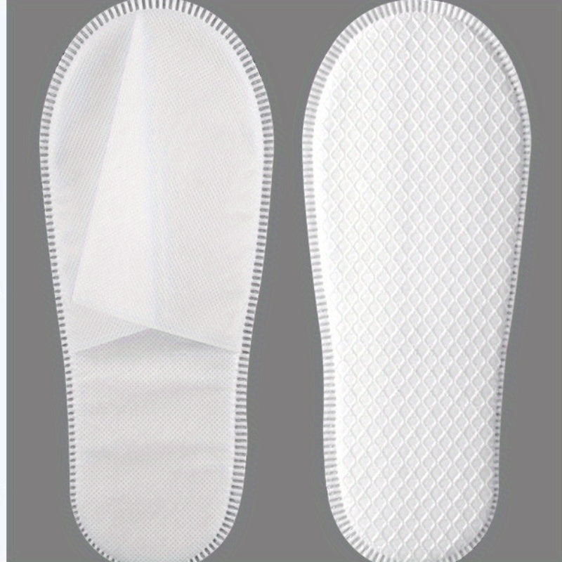 Set of 10 Plush White Disposable Slippers perfect for Star Hotels & Homestays - Non-Slip, Cozy Indoor Footwear ideal for Winter Guests and House Slippers