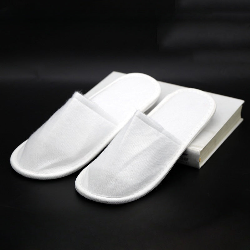 Set of 10 Plush White Disposable Slippers perfect for Star Hotels & Homestays - Non-Slip, Cozy Indoor Footwear ideal for Winter Guests and House Slippers