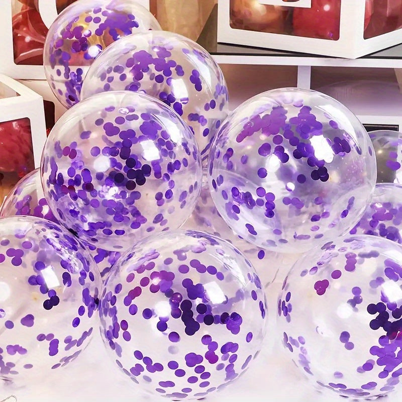 Set of 50 metallic pink and purple macaron balloons and confetti for various parties and celebrations.