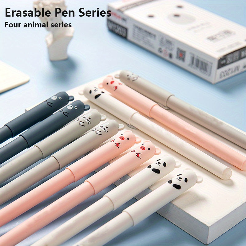 21-piece set of erasable bear animal gel pens with 0.35mm black and blue gel pen refills. Perfect for office supplies.