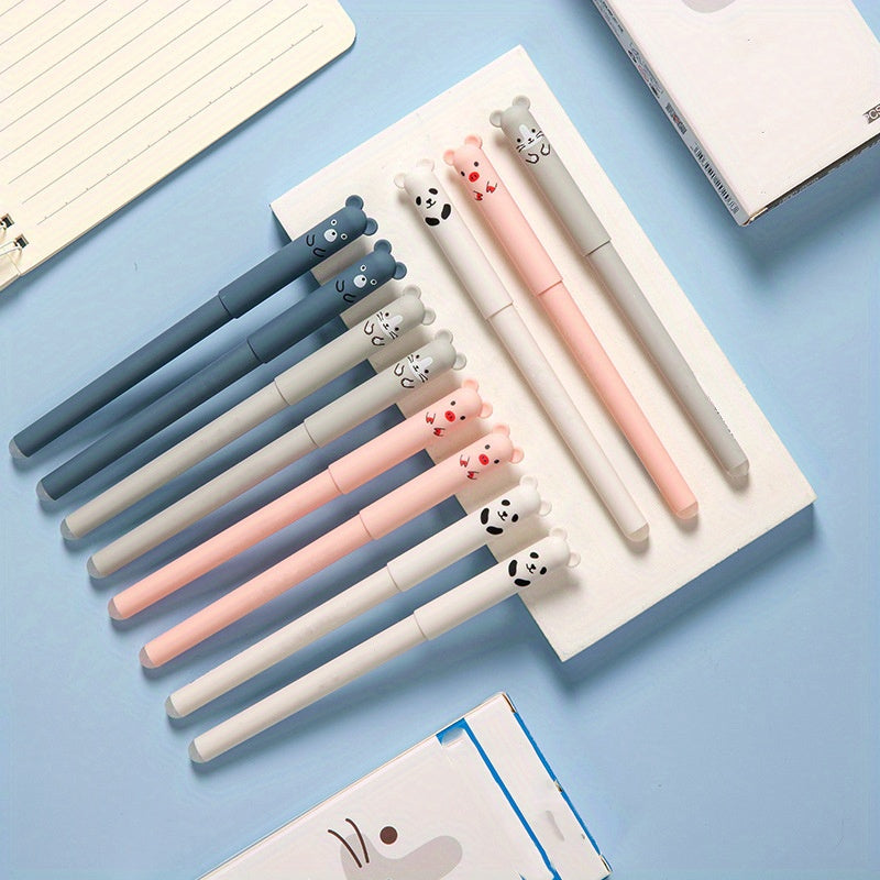 21-piece set of erasable bear animal gel pens with 0.35mm black and blue gel pen refills. Perfect for office supplies.