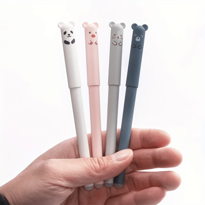 21-piece set of erasable bear animal gel pens with 0.35mm black and blue gel pen refills. Perfect for office supplies.