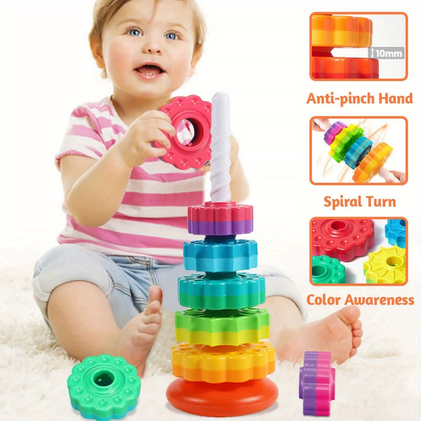 Rainbow Tower: Safe, High-Quality Stacking Toy for Youngsters