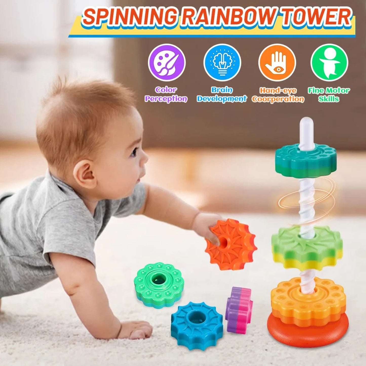 Rainbow Tower: Safe, High-Quality Stacking Toy for Youngsters