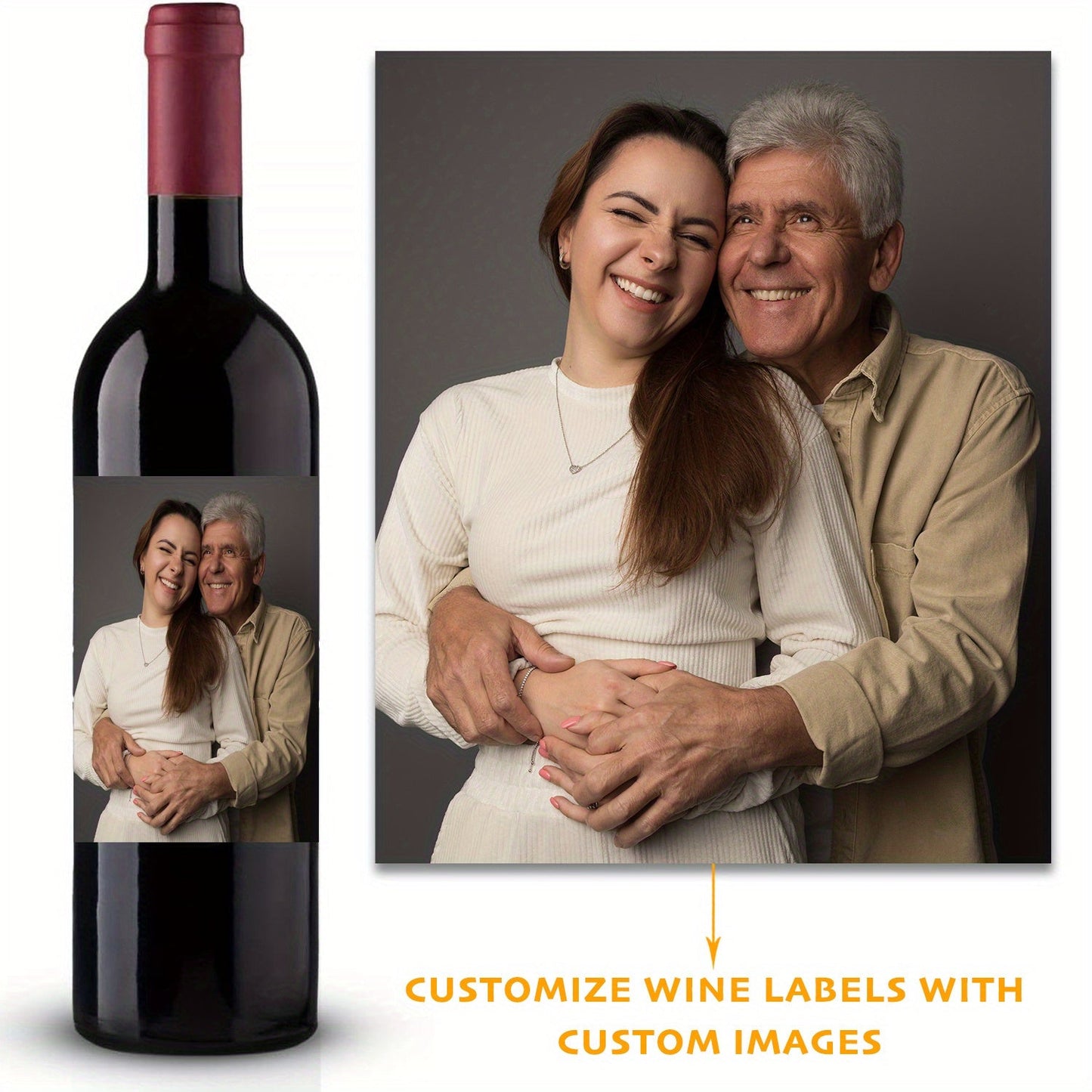 Create Your Own Wine Labels: Customized Photo/Text Labels for 6 Bottles - Ideal for Celebrating Father's Day, Sharing Pregnancy News, or Gifting to Colleagues