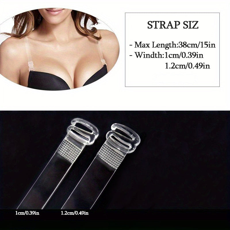 Invisible transparent bra straps: 4 pairs, non-slip, adjustable, & soft TPU for women's fashion.