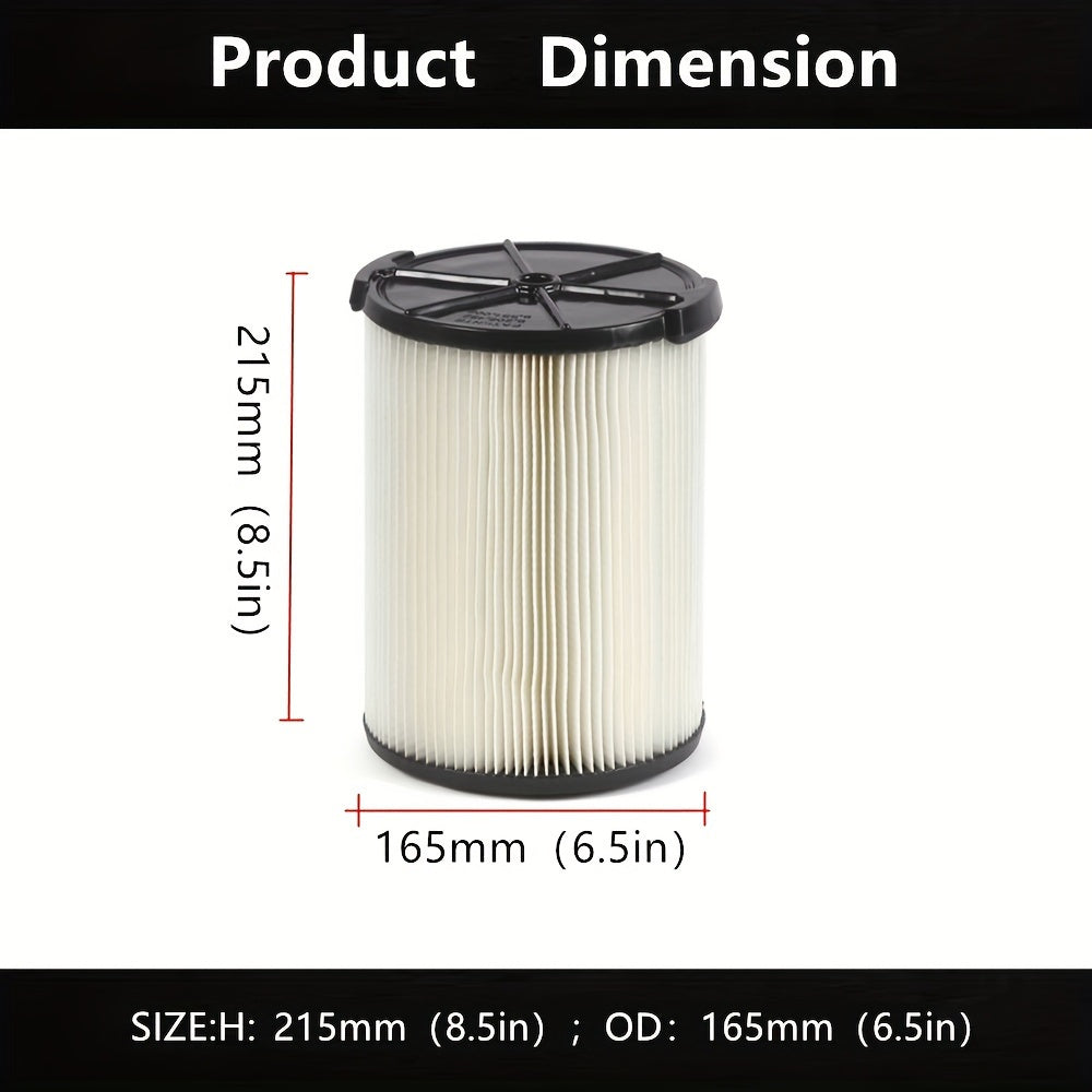 1 unit of VF4000 Replacement Cartridge Vacuum HEPA Filter, designed with a 1-layer standard wet/dry vac filter that is compatible with RIDGID Vacs of sizes 5-20 gallons (18-75L) and larger, as well as 6-9 gallon Husky vacuum cleaners. Comes in a pack.