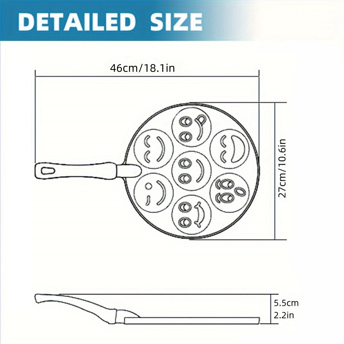 Mini pancakes made easy with the Joyful Face Mini Pancake Pan! Featuring 7 fun designs, this non-stick aluminum skillet is perfect for creating the perfect breakfast or brunch. Dishwasher safe and ideal for parties and birthdays.