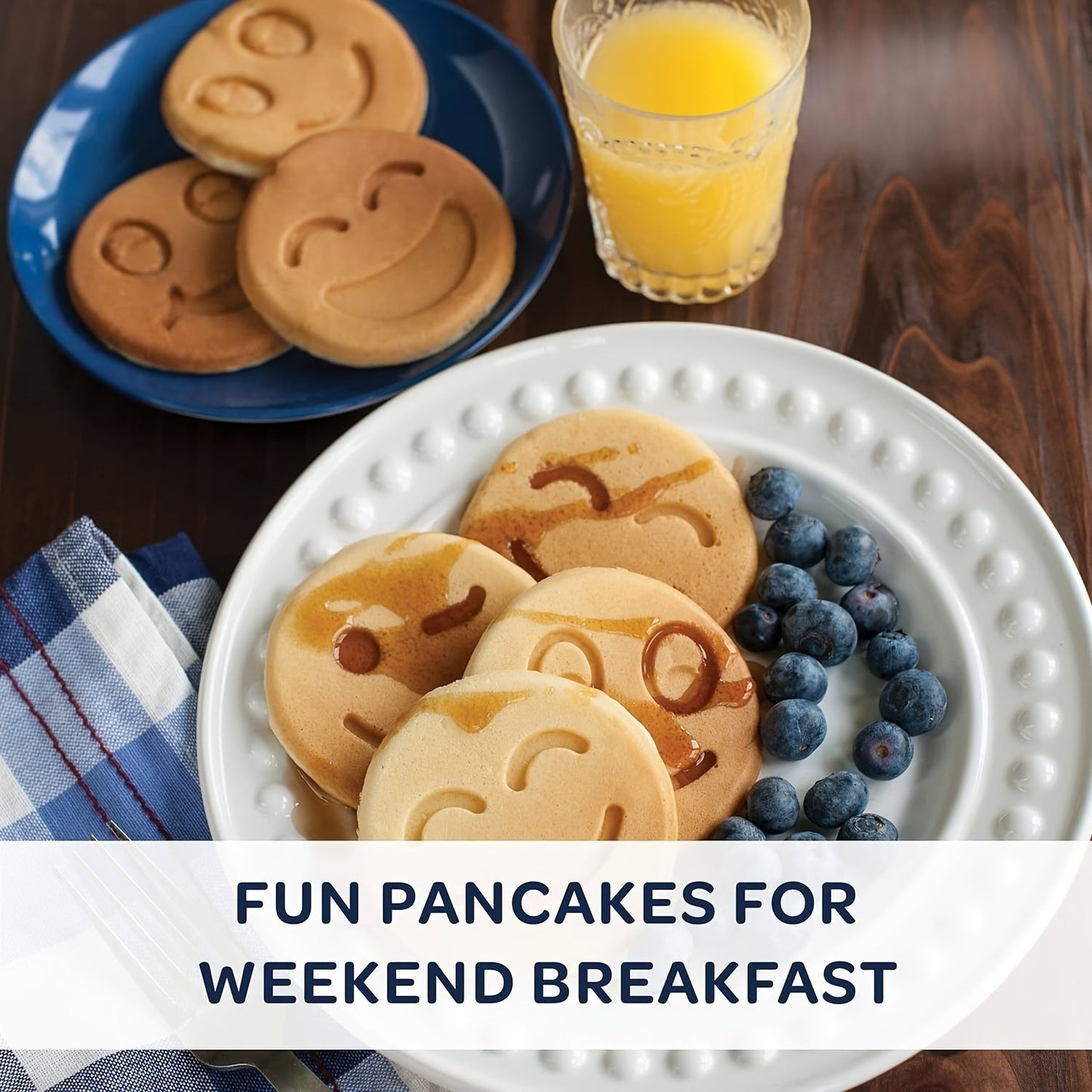 Mini pancakes made easy with the Joyful Face Mini Pancake Pan! Featuring 7 fun designs, this non-stick aluminum skillet is perfect for creating the perfect breakfast or brunch. Dishwasher safe and ideal for parties and birthdays.