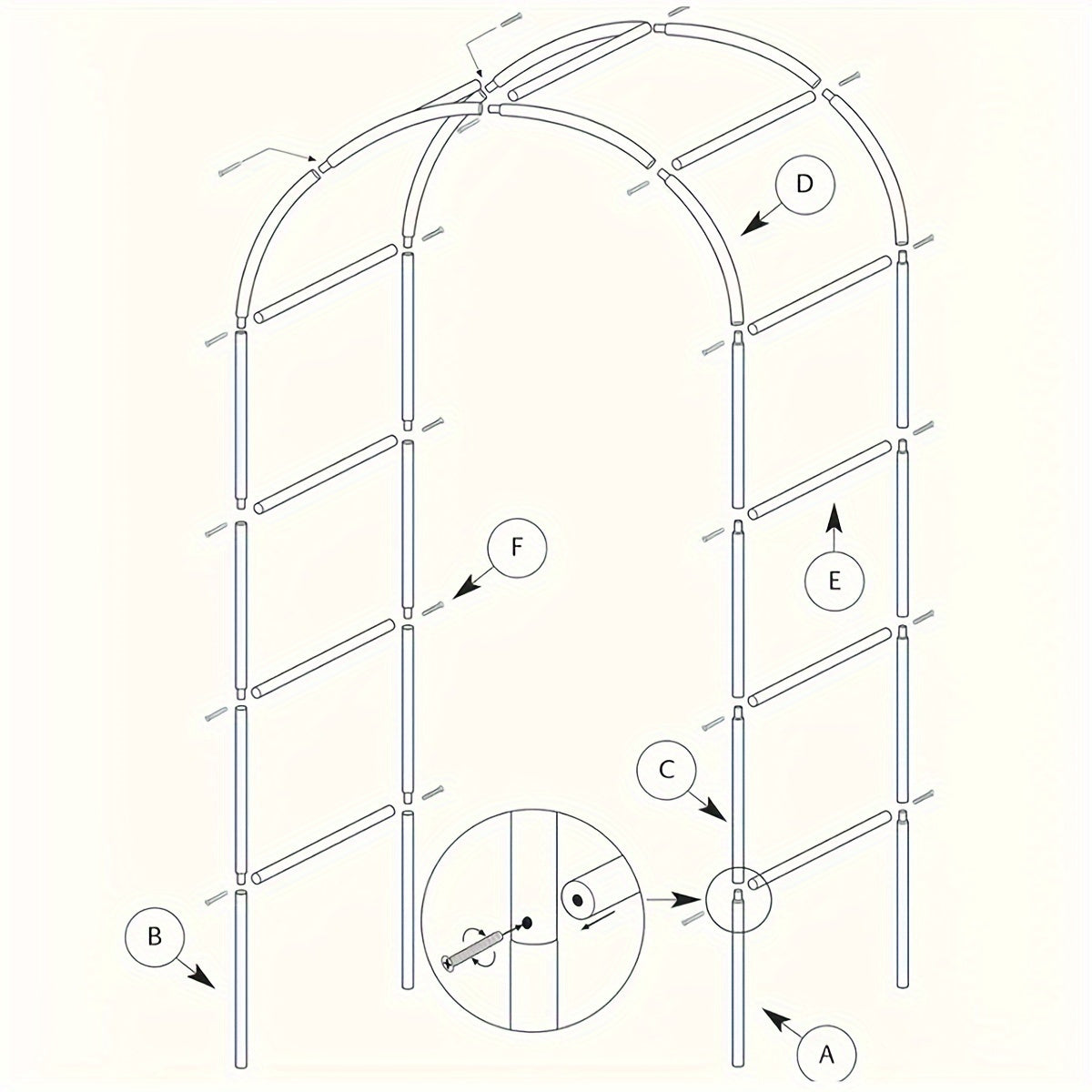 Durable black metal garden arch for plants and balloons with heavy steel support.