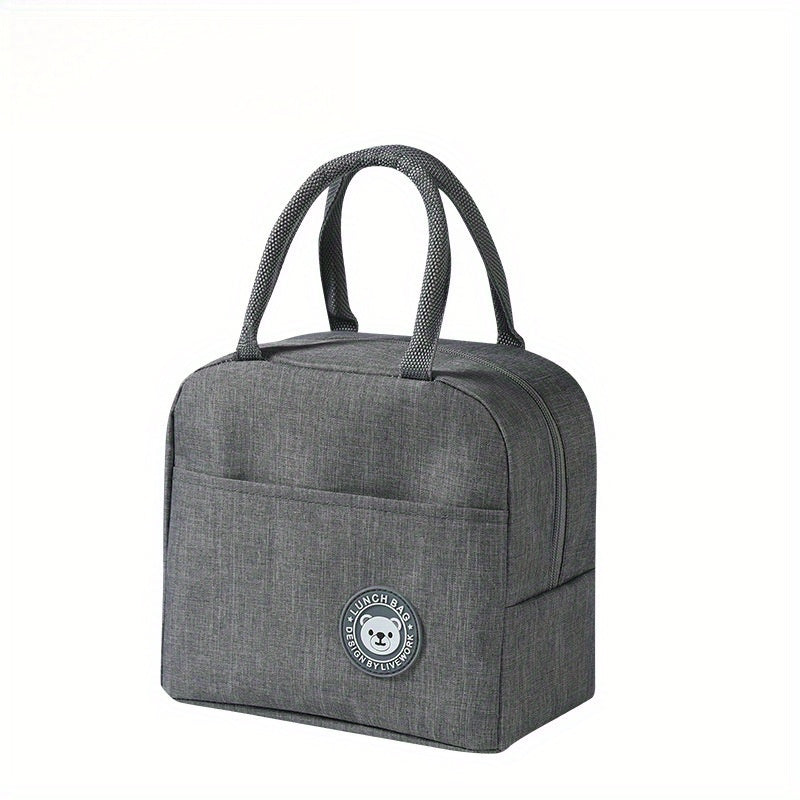 Portable thermal lunch bag with bear leather tag insulation