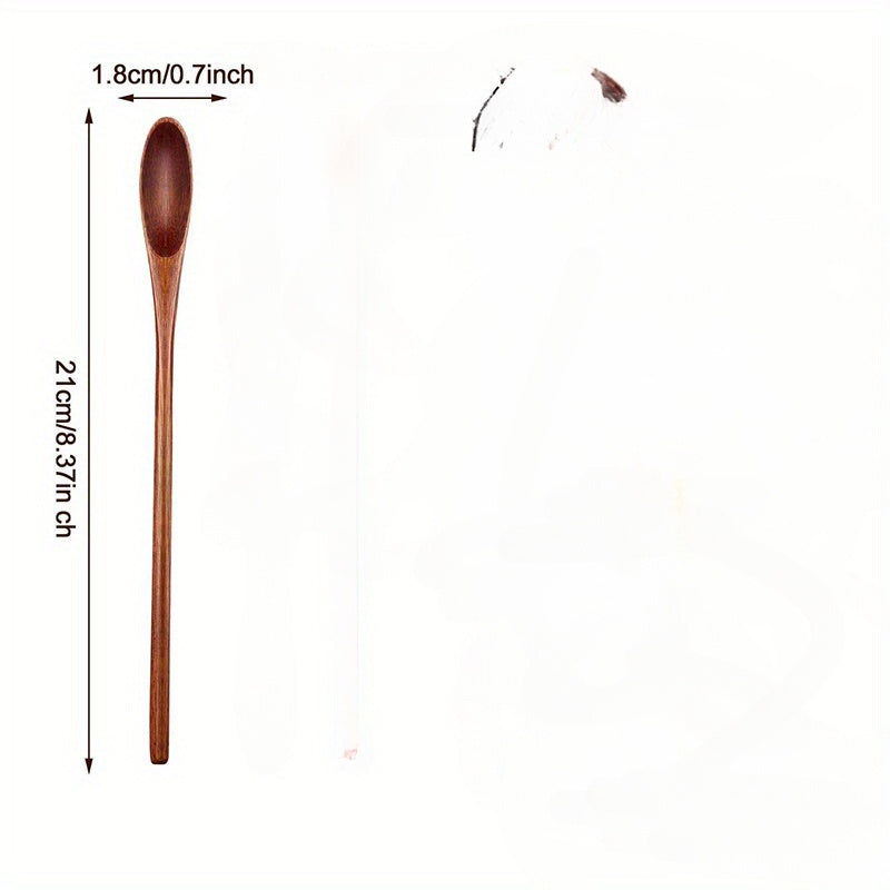 1/3 wooden coffee spoons with long handles, perfect for mixing in the kitchen