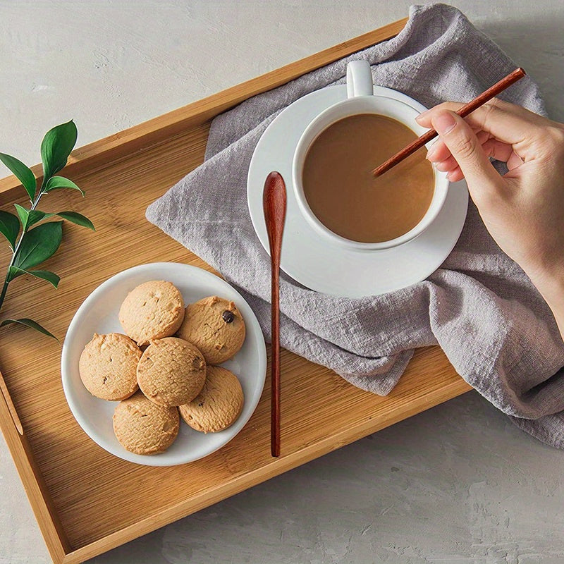 1/3 wooden coffee spoons with long handles, perfect for mixing in the kitchen