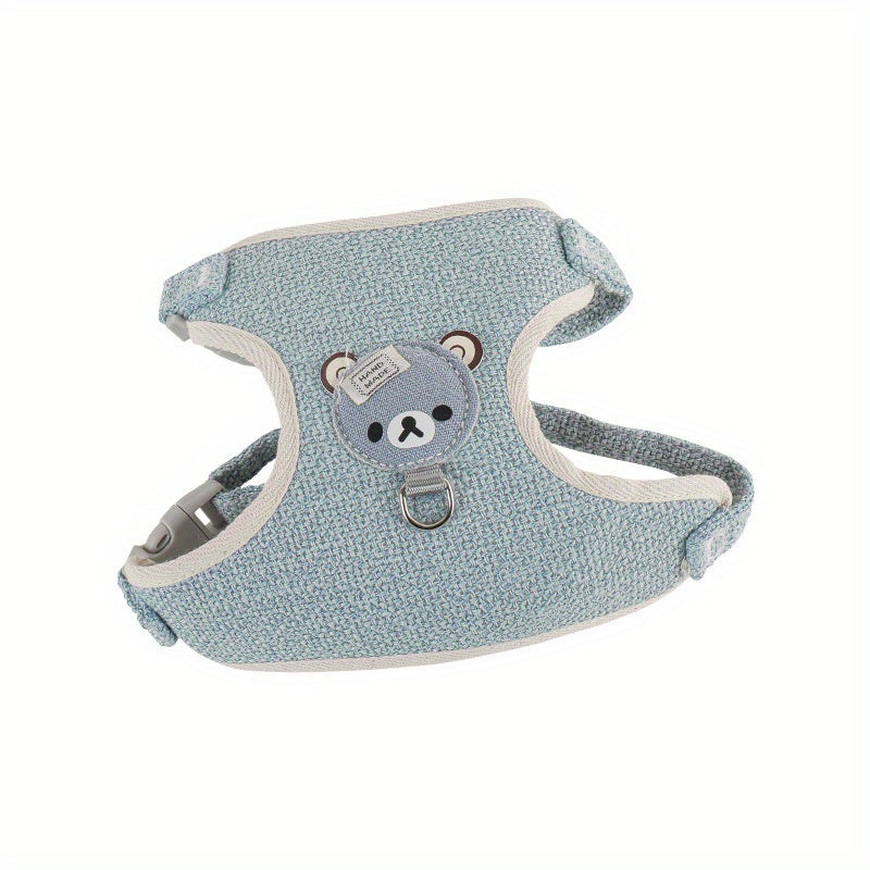 Small dog harness in vest style with breathable fabric, suitable for cats, rabbits, and small dogs.