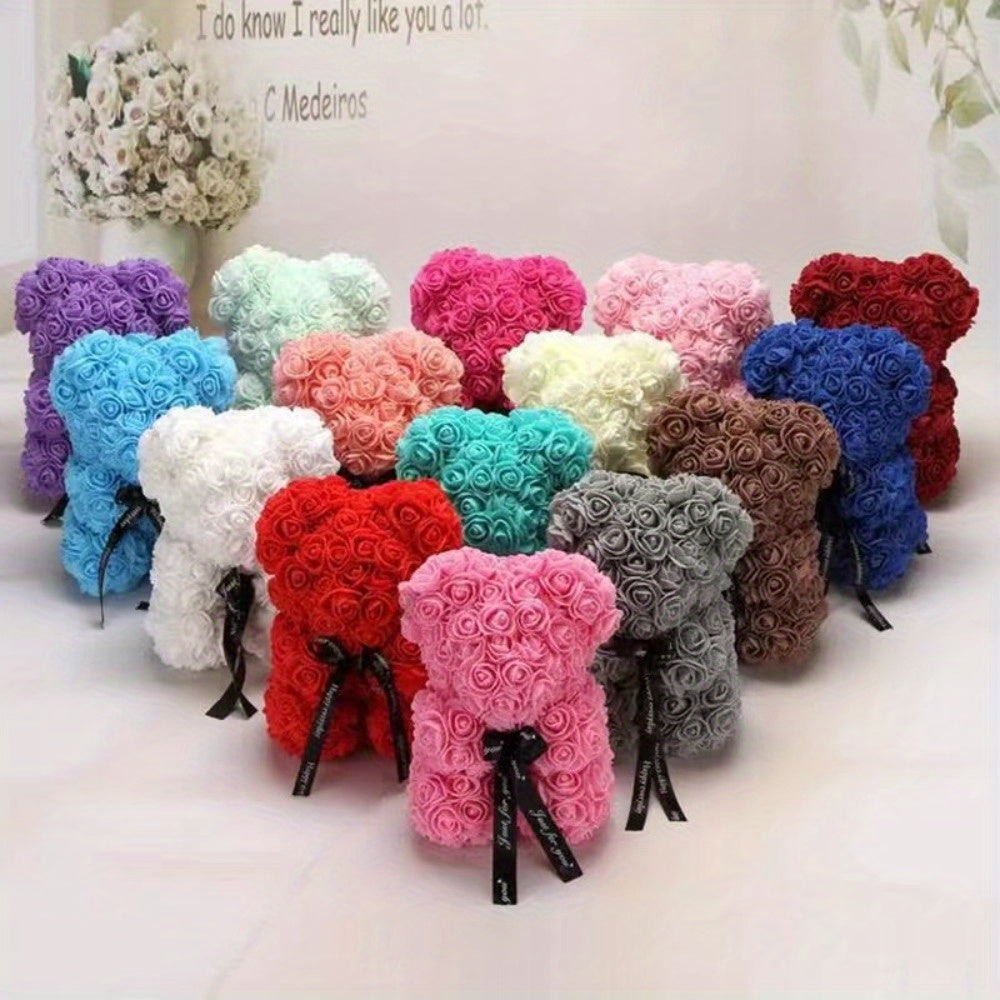 24.99cm Foam Floral Bear for Various Occasions - Perfect Romantic Gift & Decoration