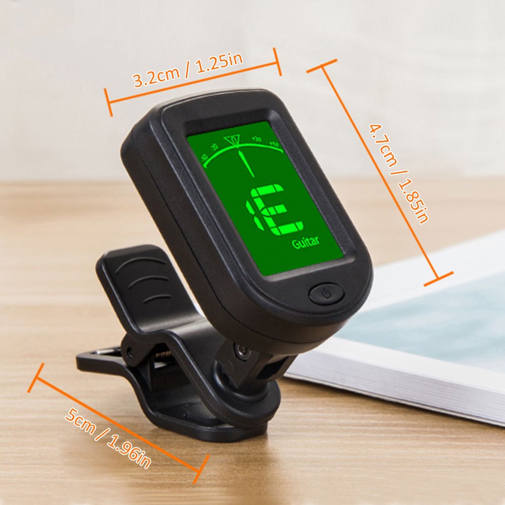 JT-02 Clip-On Electronic Tuner for Bass, Guitar, Violin, Ukulele - Rotatable and Sensitive