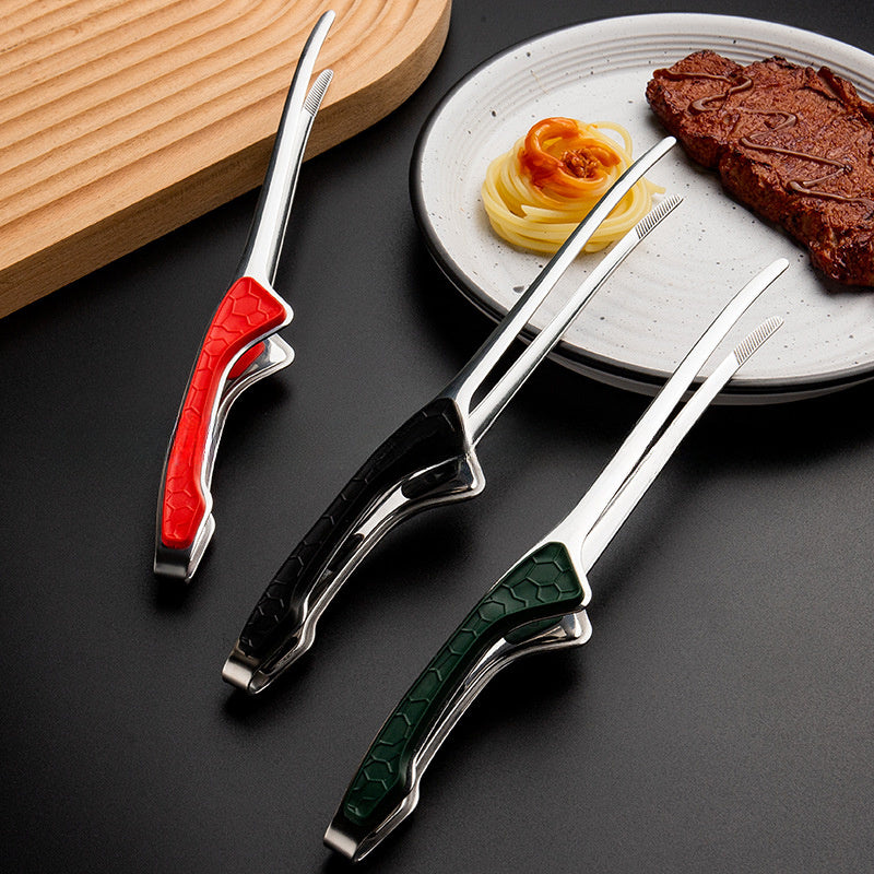 Stainless Steel Kitchen Tongs with Non-Slip Grip for Cooking and Grilling - Heat Resistant BBQ Tongs for Barbecue Grill