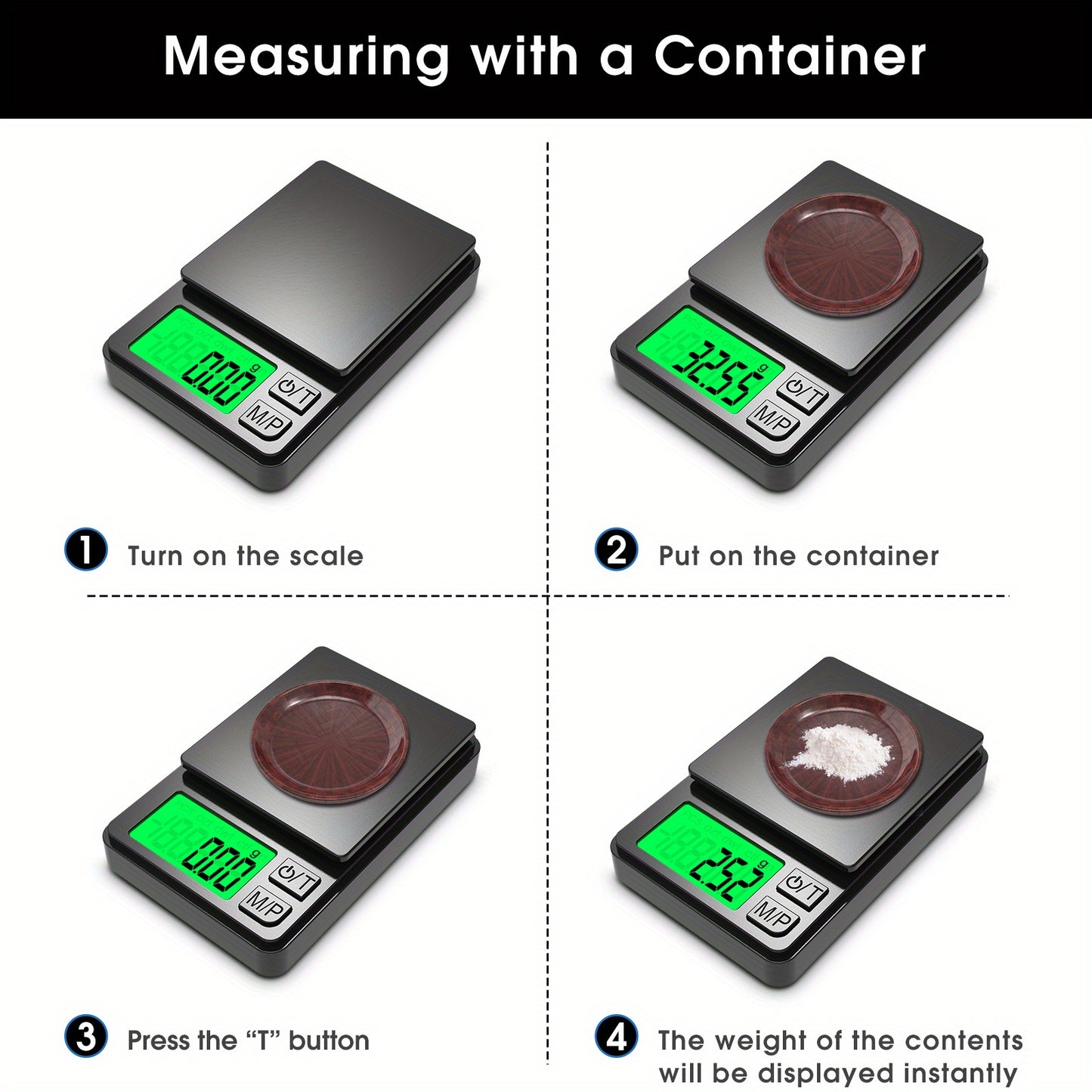 Mini digital pocket scale with backlit LCD screen, 100g capacity and 0.01g accuracy, ideal for food, jewelry, and kitchen use.