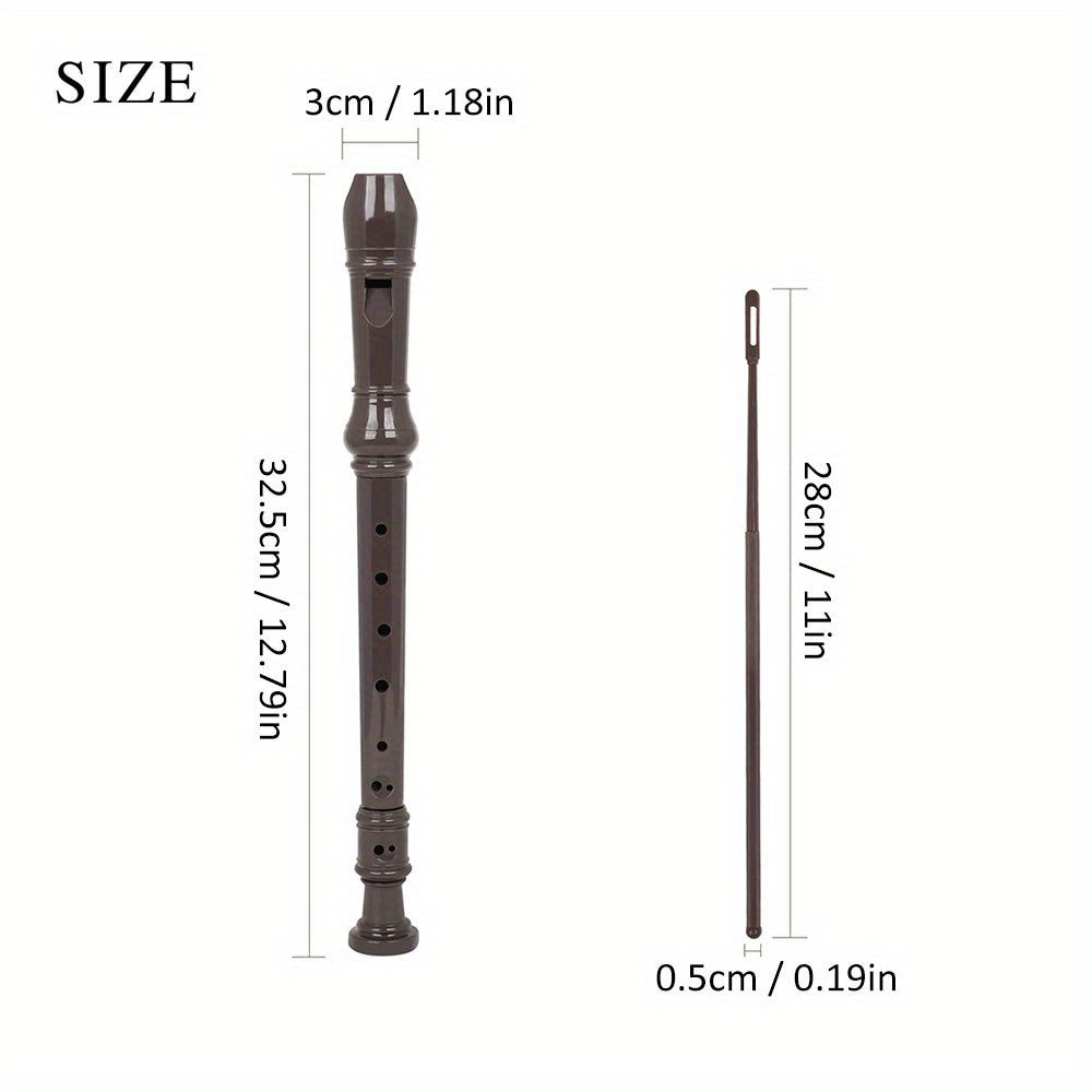 Beginners soprano recorder in G key with 8 holes, cleaning rod, made of ABS resin.