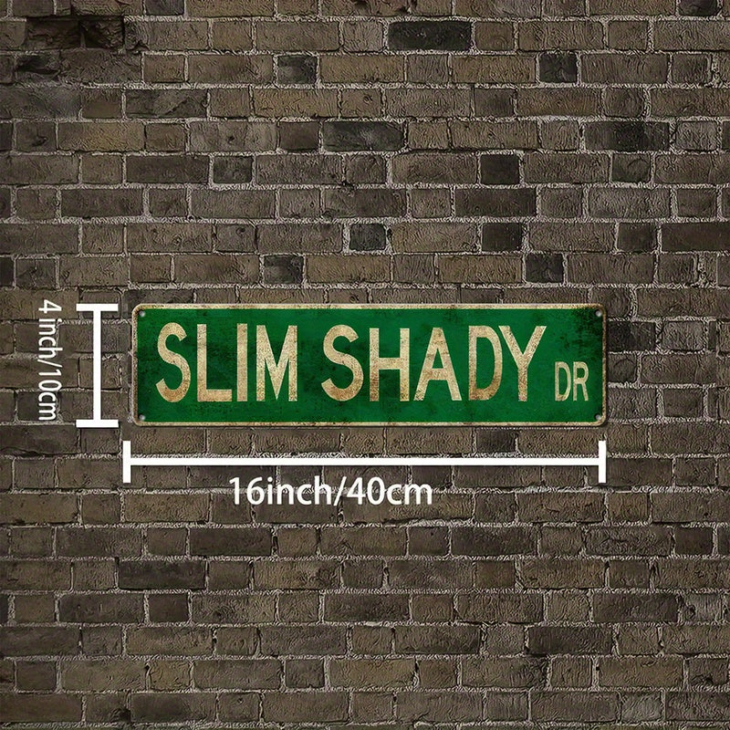 Novelty Metal Sign featuring Slim Shady (10.16x40.64cm) - Ideal for adding a touch of personality to Home, Bar, Cafe, Garage, or Farmhouse decor