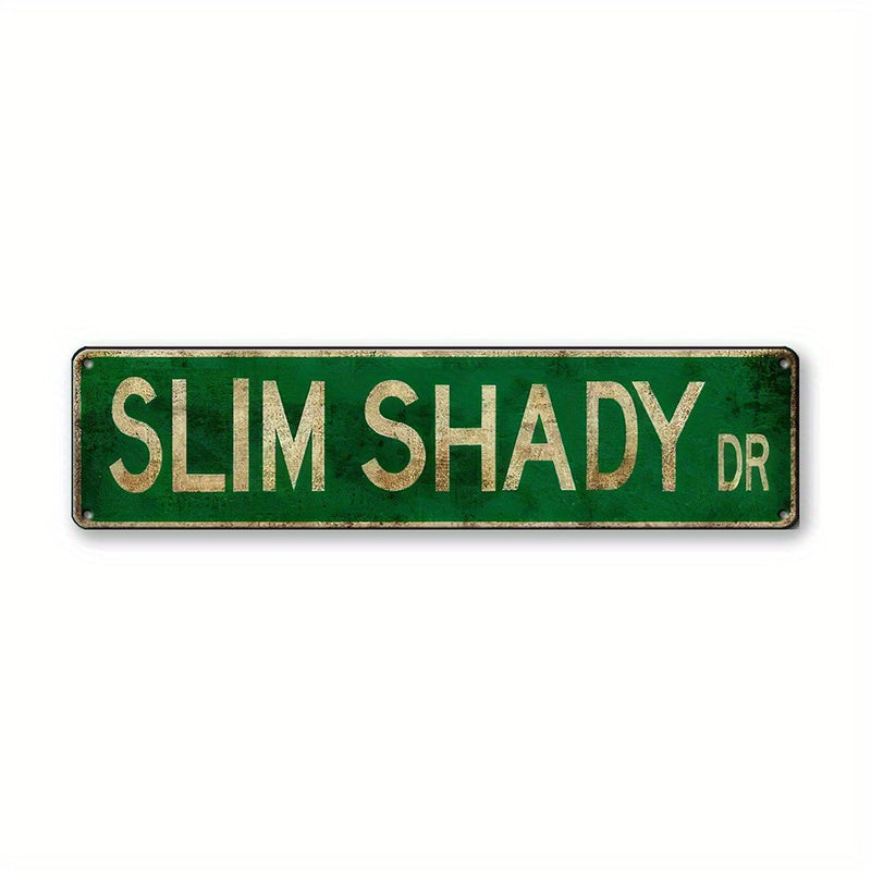 Novelty Metal Sign featuring Slim Shady (10.16x40.64cm) - Ideal for adding a touch of personality to Home, Bar, Cafe, Garage, or Farmhouse decor