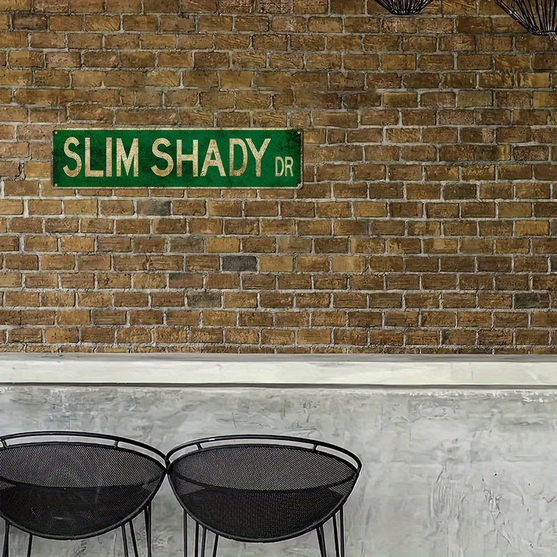 Novelty Metal Sign featuring Slim Shady (10.16x40.64cm) - Ideal for adding a touch of personality to Home, Bar, Cafe, Garage, or Farmhouse decor