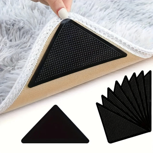 Set of 4 or 8 Premium Non-Slip Rug Pads for Hardwood & Tile Floors - Reusable & Washable, with Dual-Sided Adhesive Grippers, Ideal for Office Desks, Beds, and More - Prevents Rugs from Slipping and Keeps them in Place