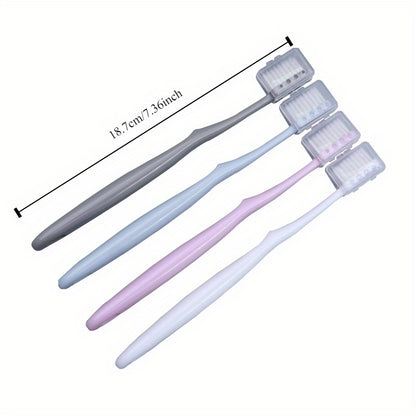 PUMPLUX 4pcs Soft Bristle Toothbrushes - Gentle on Gums, Sensitive Teeth & Travel, with Protective Caps.