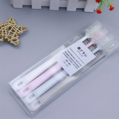 PUMPLUX 4pcs Soft Bristle Toothbrushes - Gentle on Gums, Sensitive Teeth & Travel, with Protective Caps.