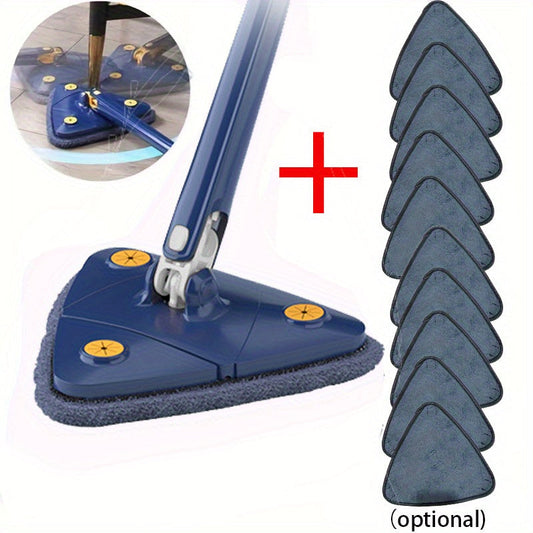 Multifunctional Triangle Dust Mop with Rotating Head and Adjustable Handle - Includes 5/10 Reusable Pads for Versatile Cleaning in Any Room of the House