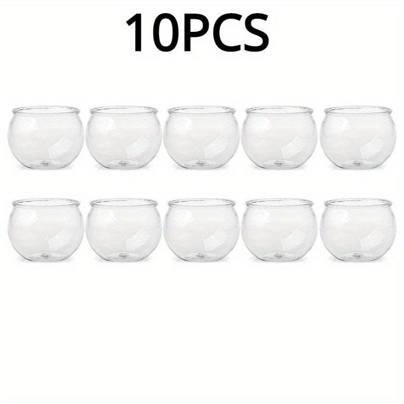 "Set of 10 Disposable Round Party Dessert Cups, 120ml - Ideal for Cake, Yogurt, Appetizers, Ice Cream, Mousse, and more. Made from PET material.