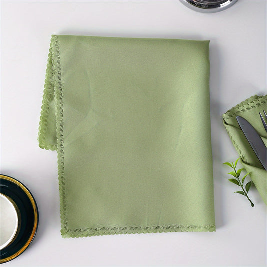 12-piece set of green cloth napkins made from woven polyester fabric, with a square solid color design ideal for Christmas, weddings, parties, and home decor. Each napkin measures 48.01 x 48.01 cm and adds an elegant touch to your table settings.