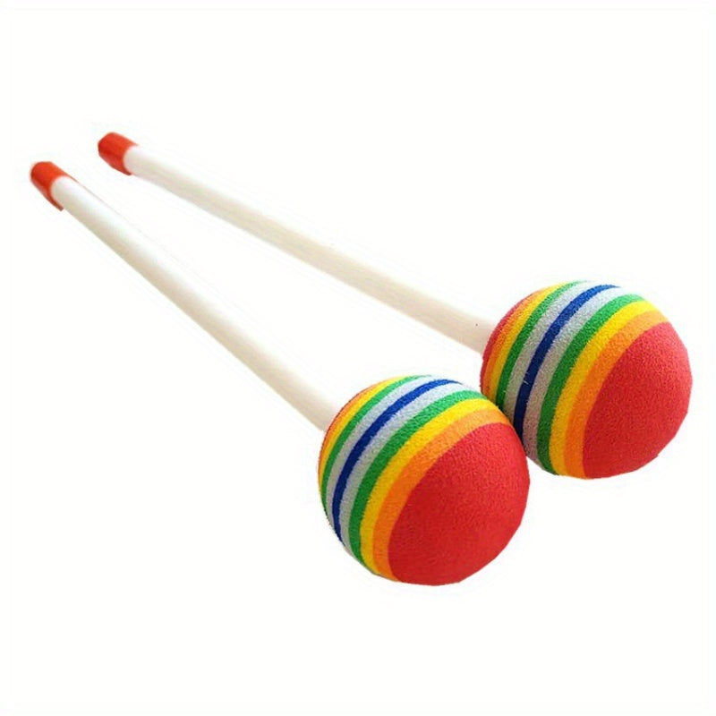 Two Rainbow Ball Drum Mallets for Music Enthusiasts (Drum Not Included)