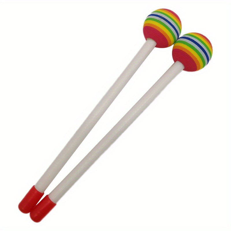 Two Rainbow Ball Drum Mallets for Music Enthusiasts (Drum Not Included)