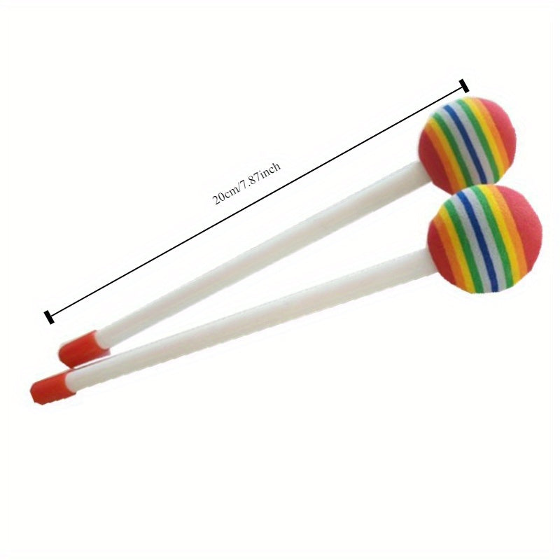 Two Rainbow Ball Drum Mallets for Music Enthusiasts (Drum Not Included)