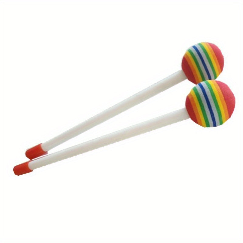 Two Rainbow Ball Drum Mallets for Music Enthusiasts (Drum Not Included)