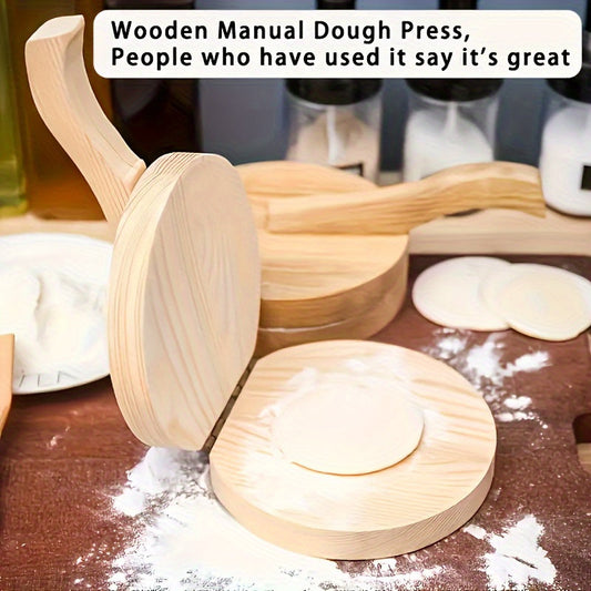 Solid wood dumpling wrapper press for home use, perfect for making dough buns. This auxiliary tool measures 19.0cm by 6.5cm.