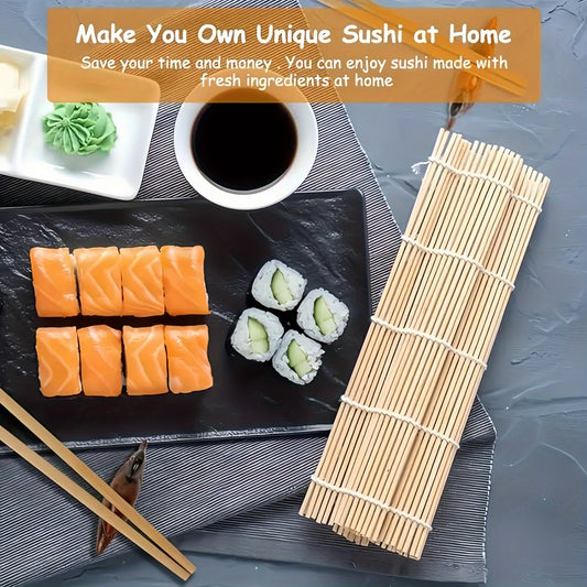 Durable sushi bamboo mat set, perfect for home or restaurant use, made from food-grade material for delicious sushi.