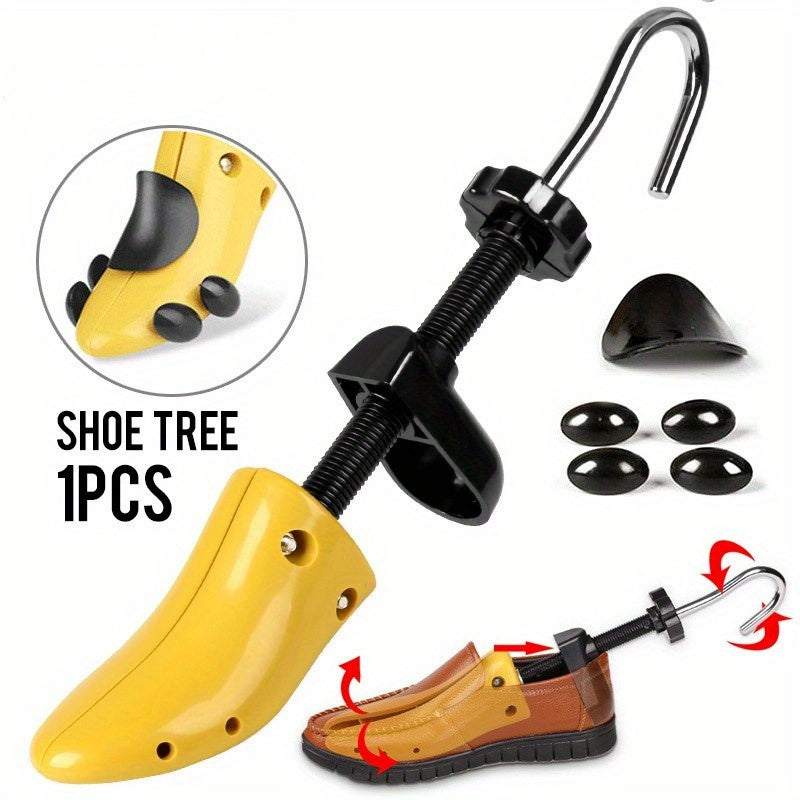 Durable plastic shoe stretcher for flats, pumps, and boots.