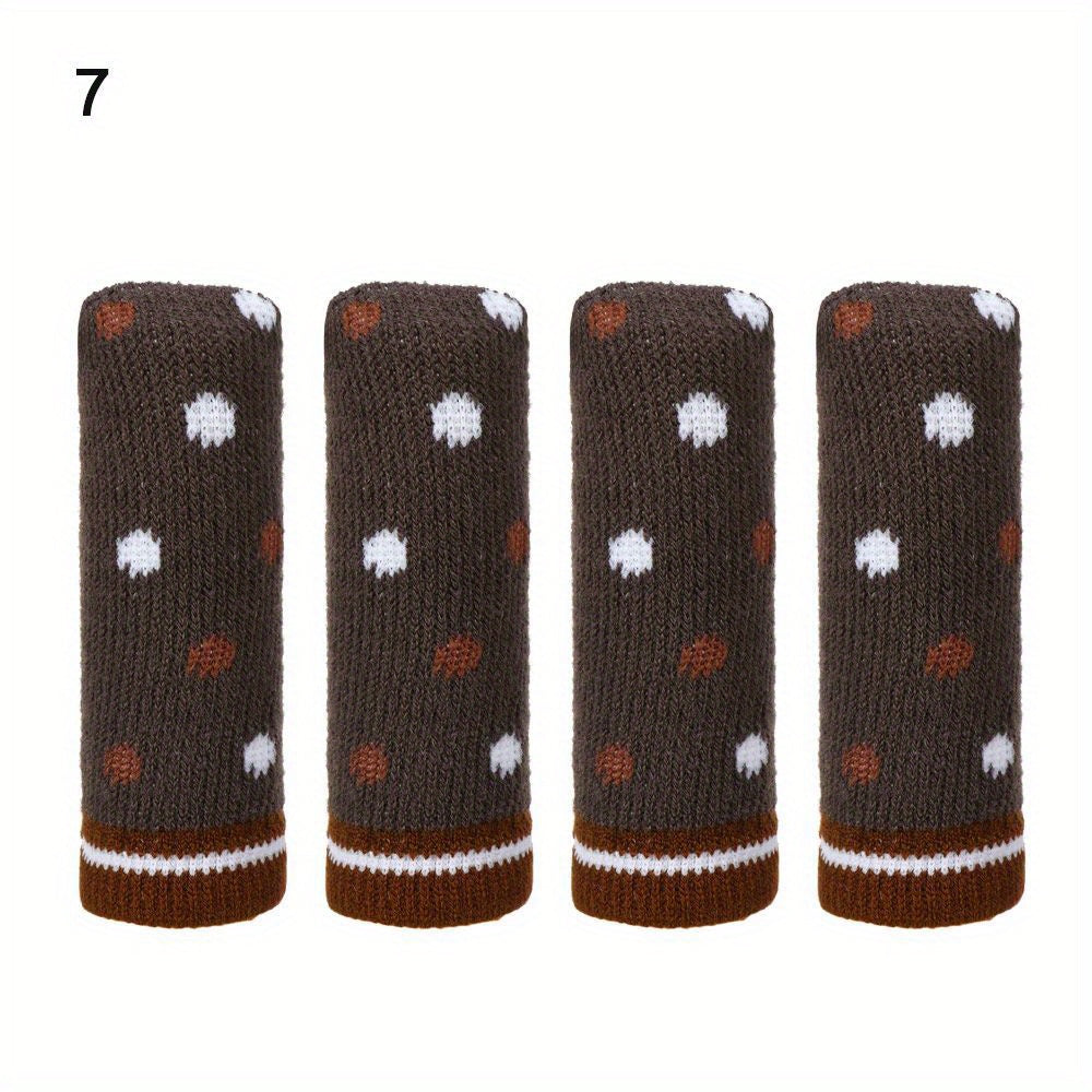 Anti-slip knitted chair leg socks for vintage-style floor protection. Fits 25mm-45mm table and chair feet. Easy to install with zippered, stretchable design. Keeps furniture secure and quiet.