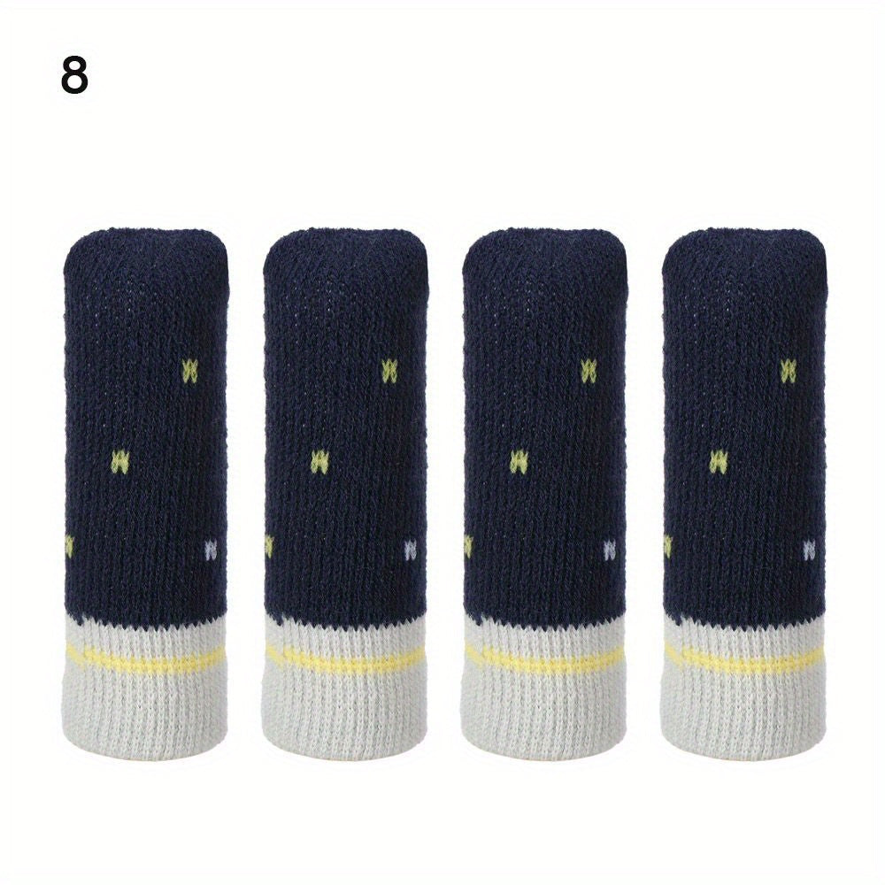 Anti-slip knitted chair leg socks for vintage-style floor protection. Fits 25mm-45mm table and chair feet. Easy to install with zippered, stretchable design. Keeps furniture secure and quiet.