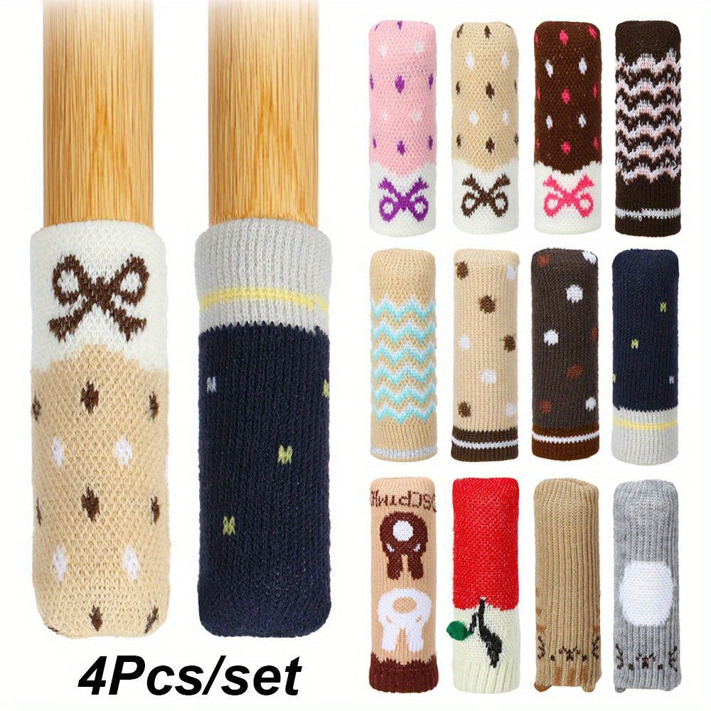 Anti-slip knitted chair leg socks for vintage-style floor protection. Fits 25mm-45mm table and chair feet. Easy to install with zippered, stretchable design. Keeps furniture secure and quiet.