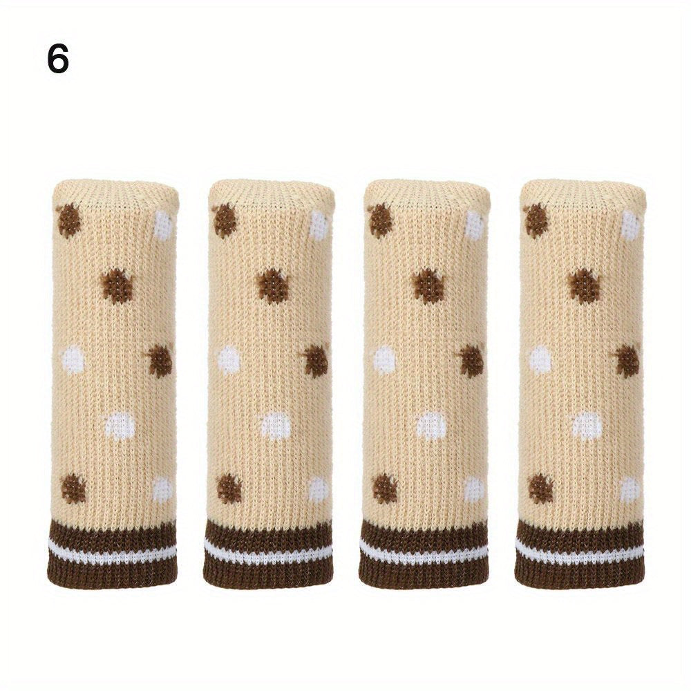 Anti-slip knitted chair leg socks for vintage-style floor protection. Fits 25mm-45mm table and chair feet. Easy to install with zippered, stretchable design. Keeps furniture secure and quiet.